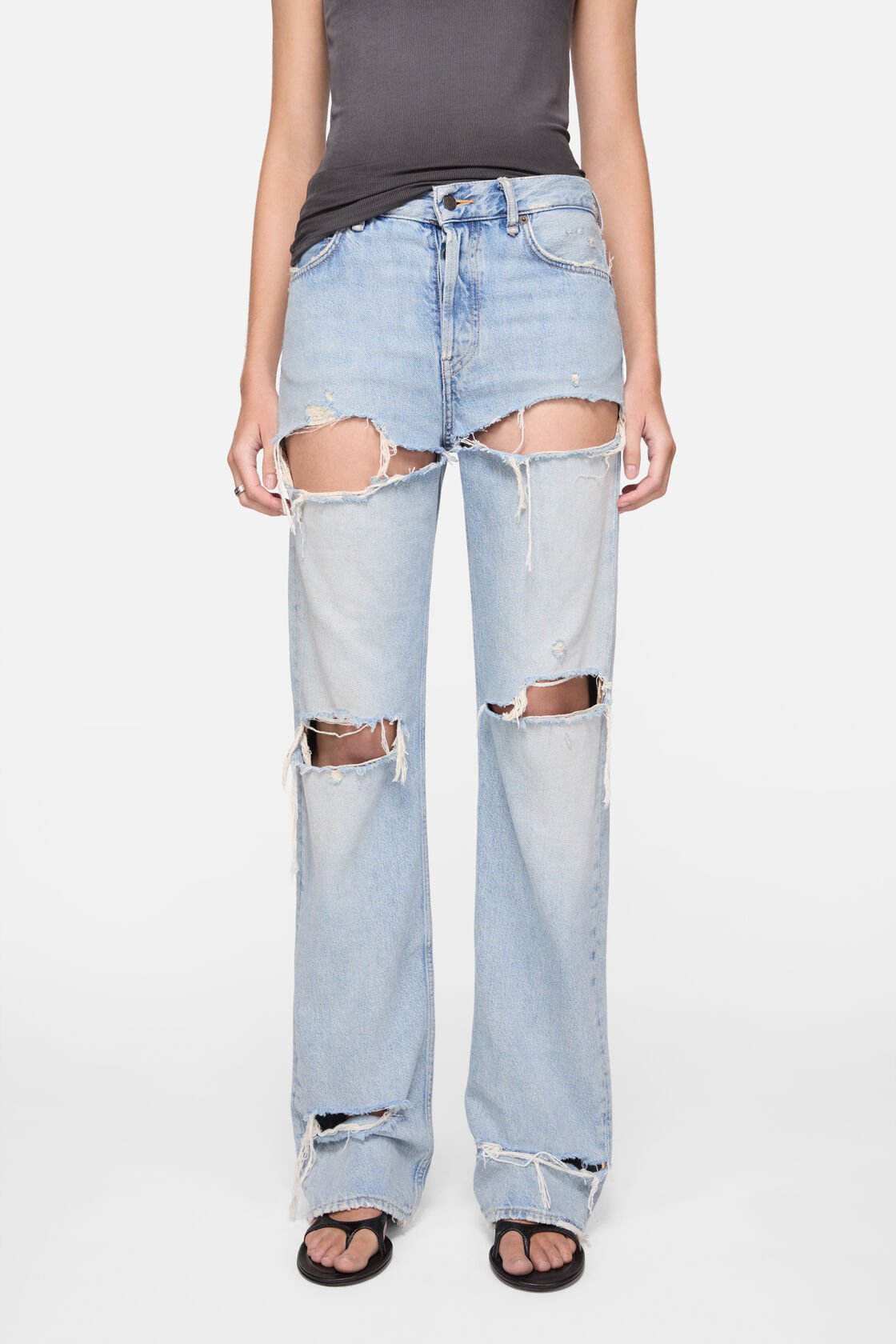 Regular fit distressed jeans - 2010F, Light blue, 2000x