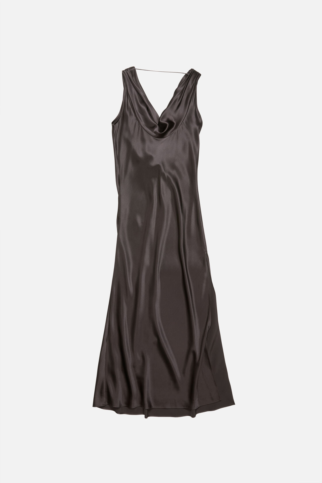 Draped satin dress, Graphite grey, 2000x