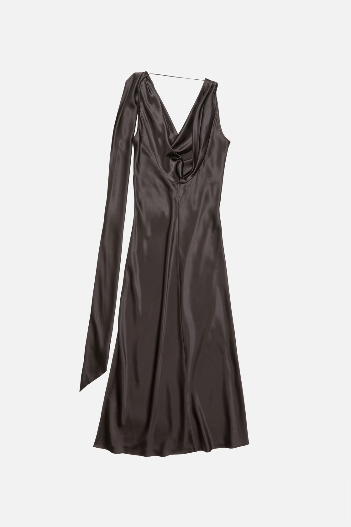 Draped satin dress, Graphite grey, 2000x