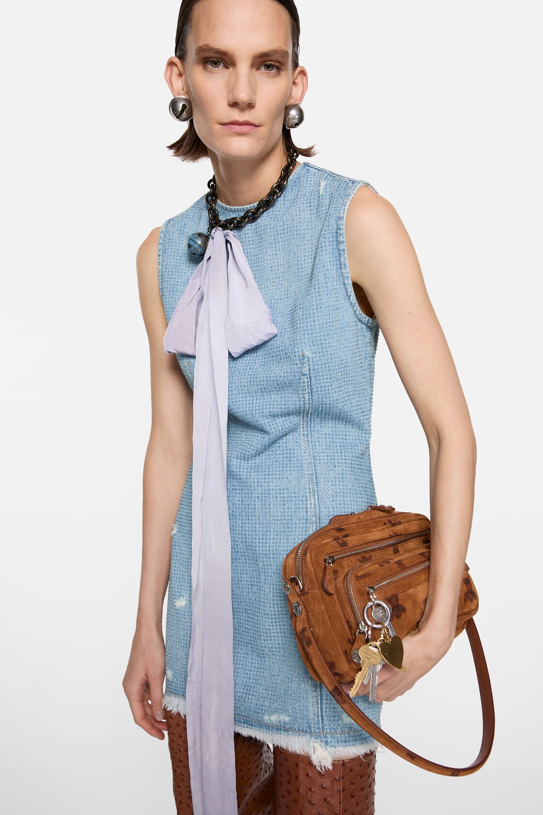 Rhinestone mini dress, Light blue, 2000x