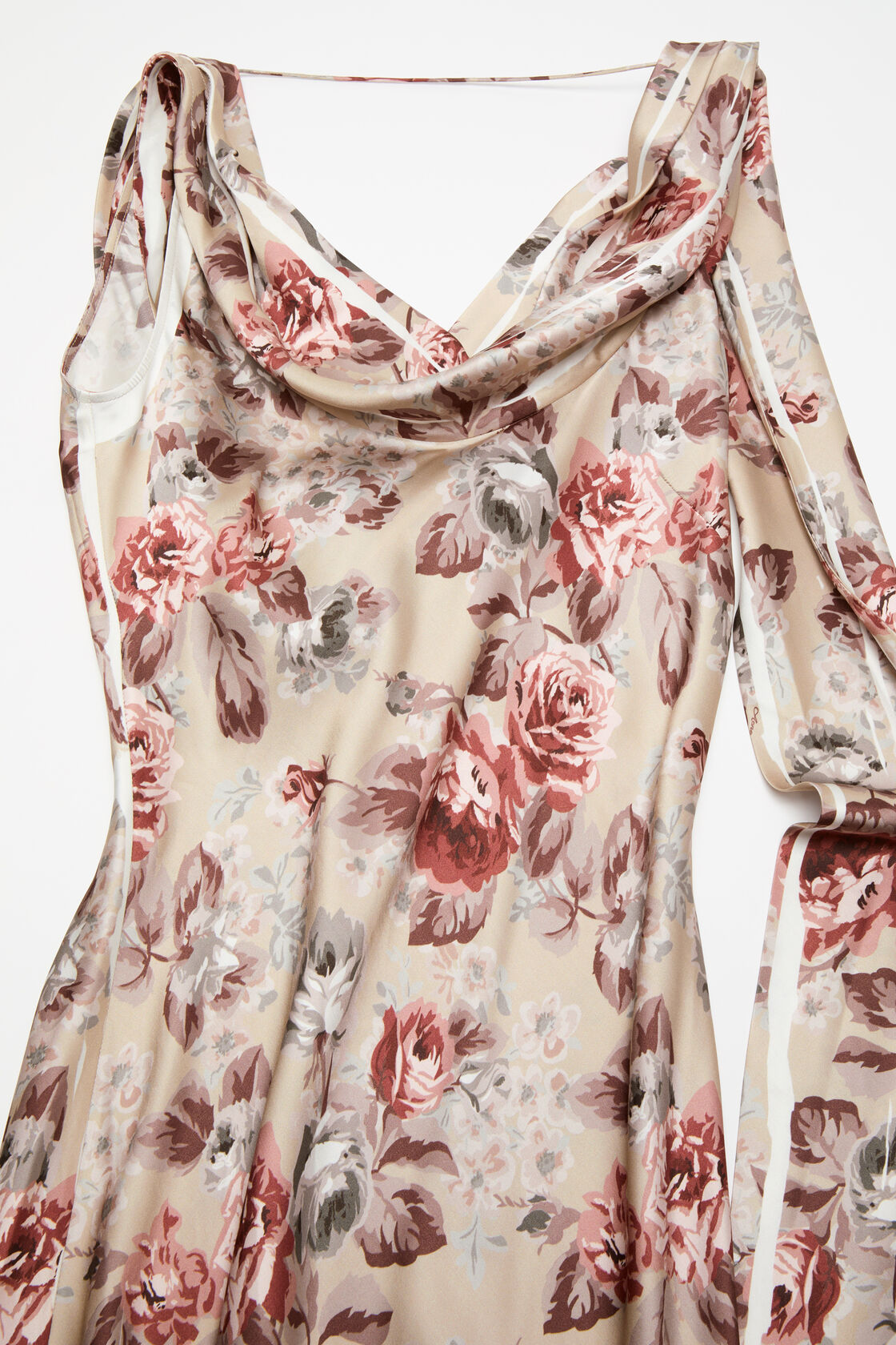 Draped floral print dress, Multi beige, 2000x