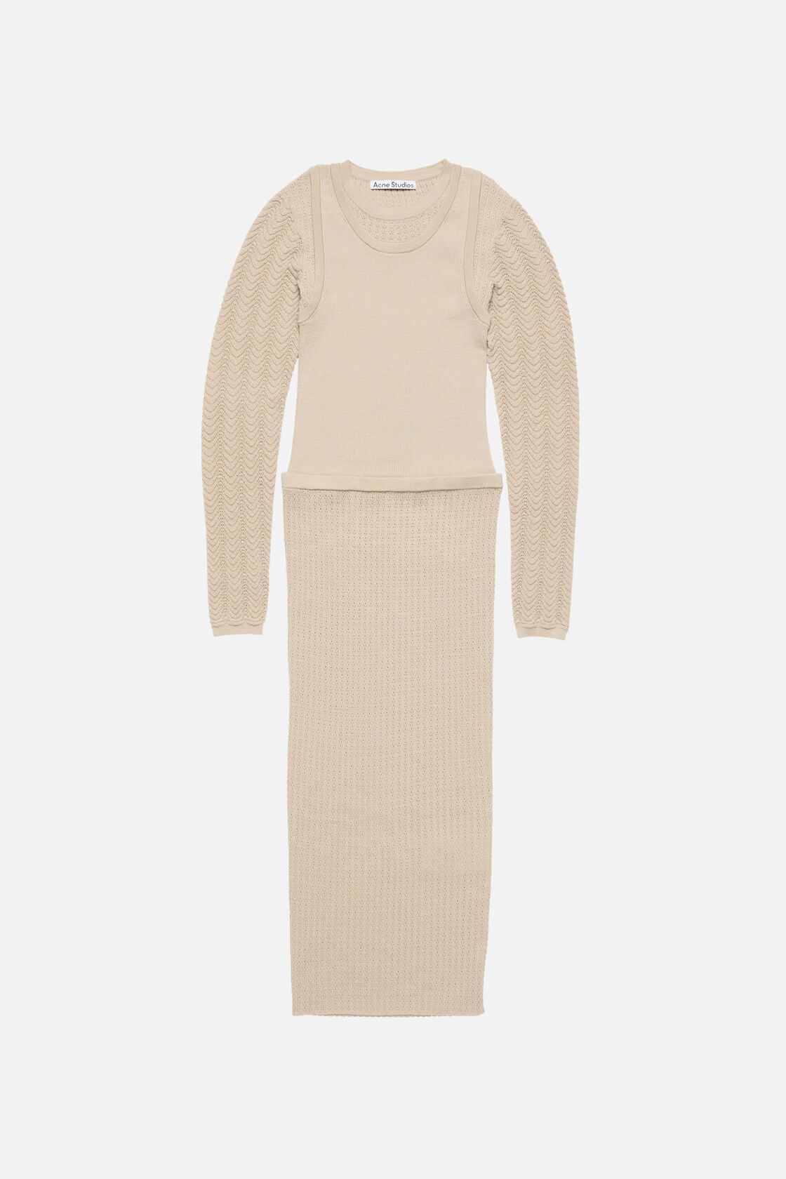 Layered wool dress, Beige, 2000x
