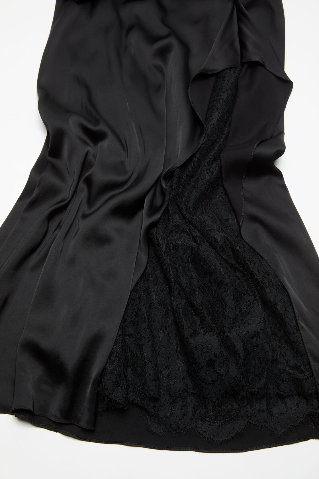 Satin slip dress, Black, 2000x