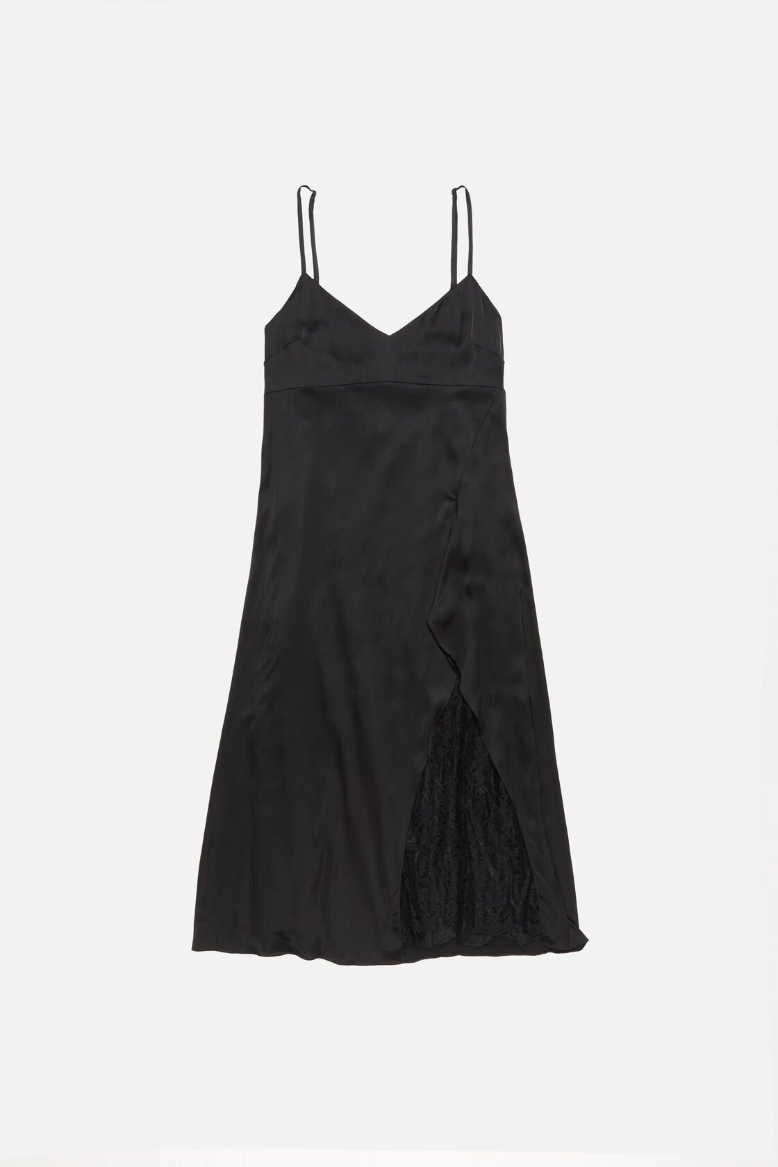 Satin slip dress, Black, 2000x