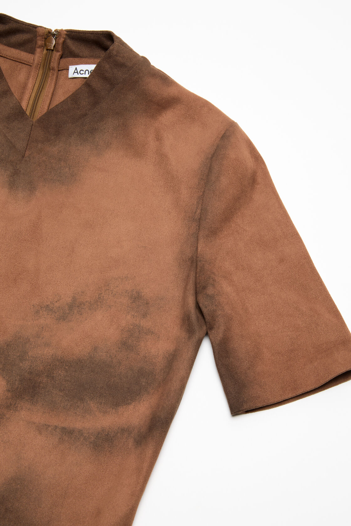 Trompe-l&rsquo;&oelig;il suede dress, Cognac brown, 2000x