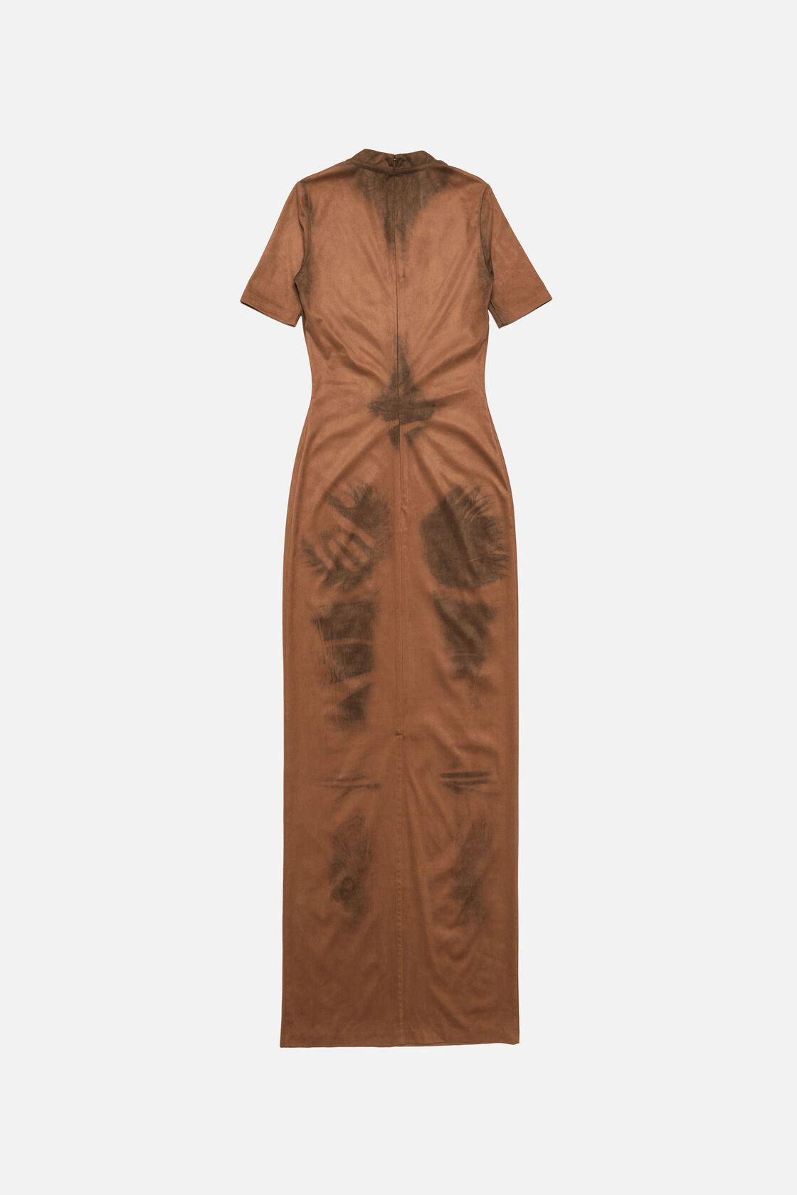 Trompe-l&rsquo;&oelig;il suede dress, Cognac brown, 2000x