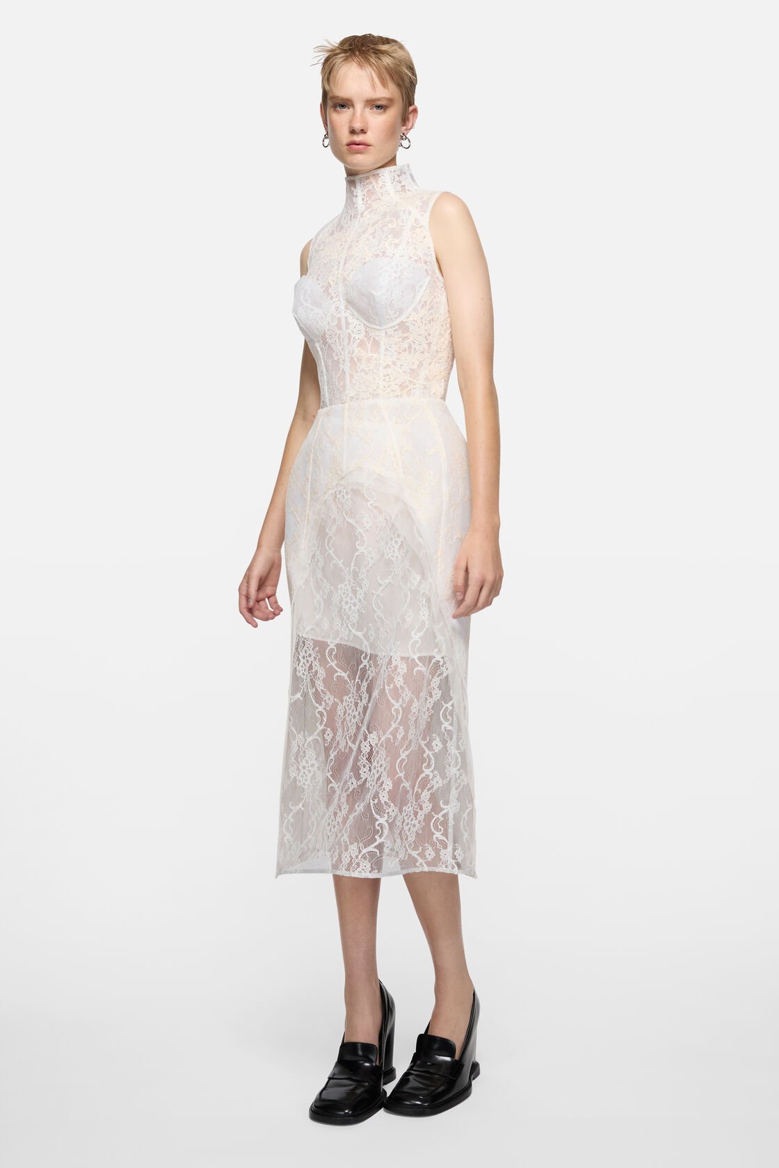Lace corset dress, White/white, 2000x