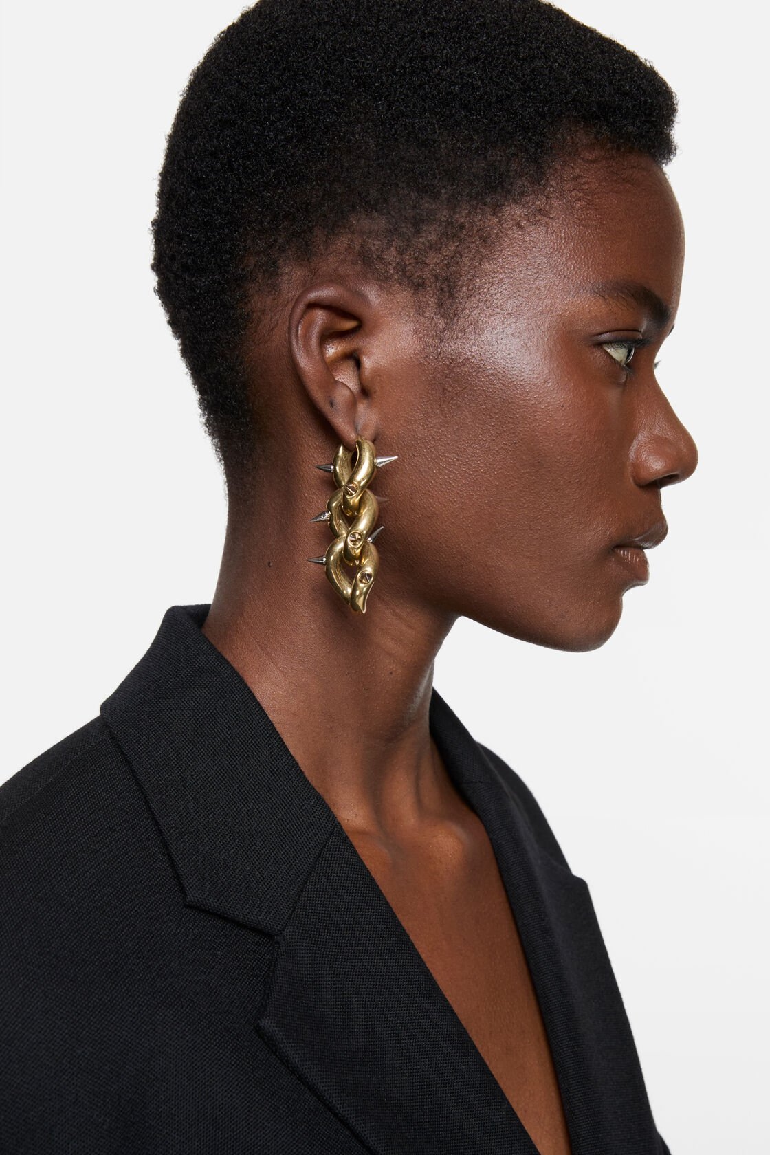 Chunky chain earrings, Semi matt gold/Silver, 2000x