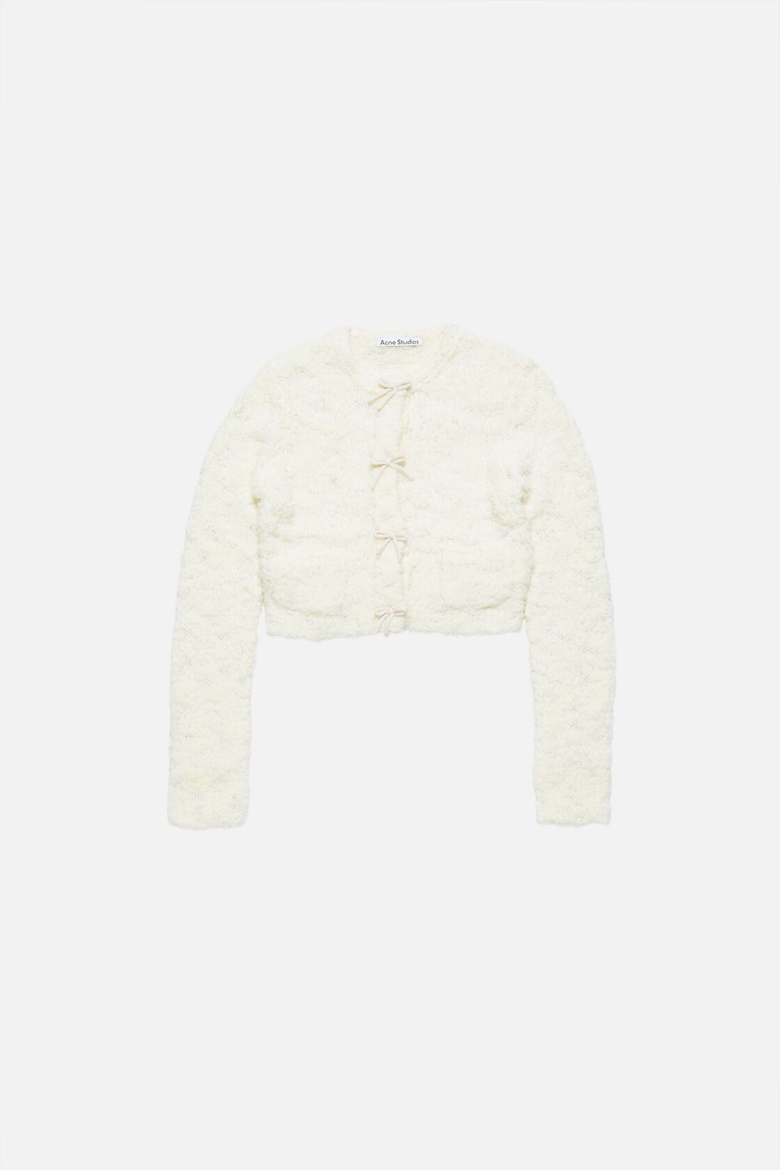 Bow wool cardigan, White, 2000x
