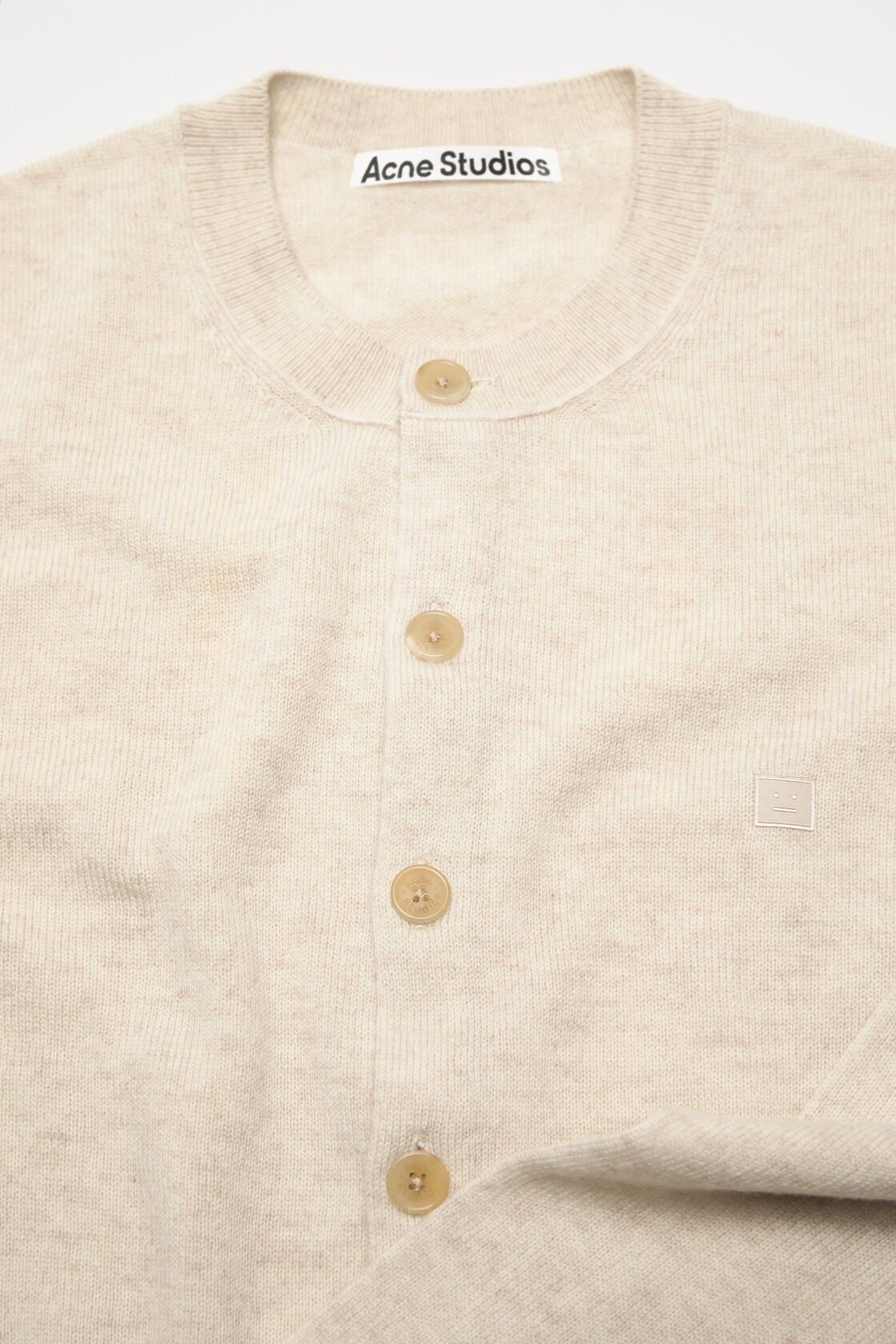 Fitted cardigan - yak wool, Oatmeal melange, 2000x