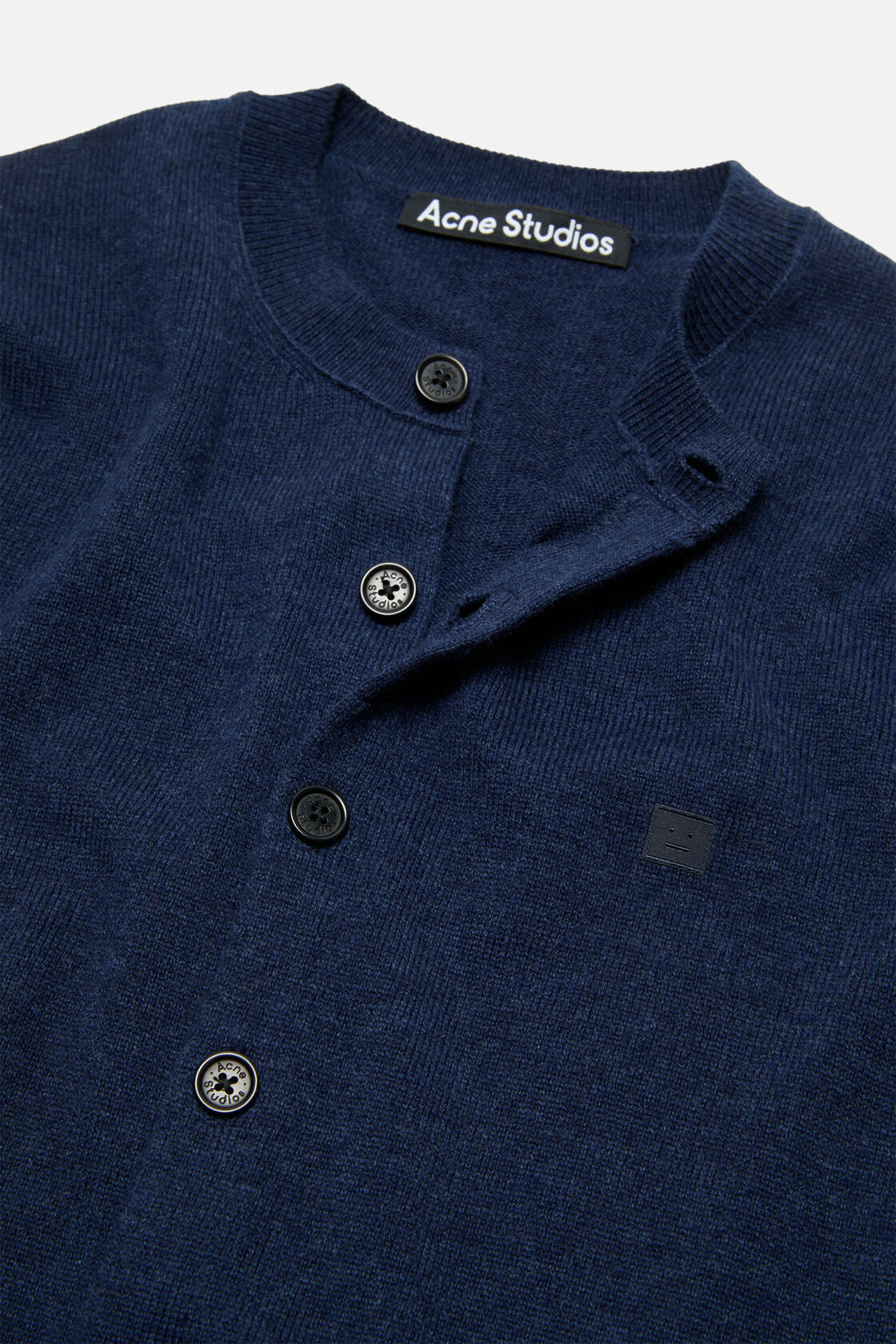 Fitted cardigan - yak wool, Navy melange, 2000x