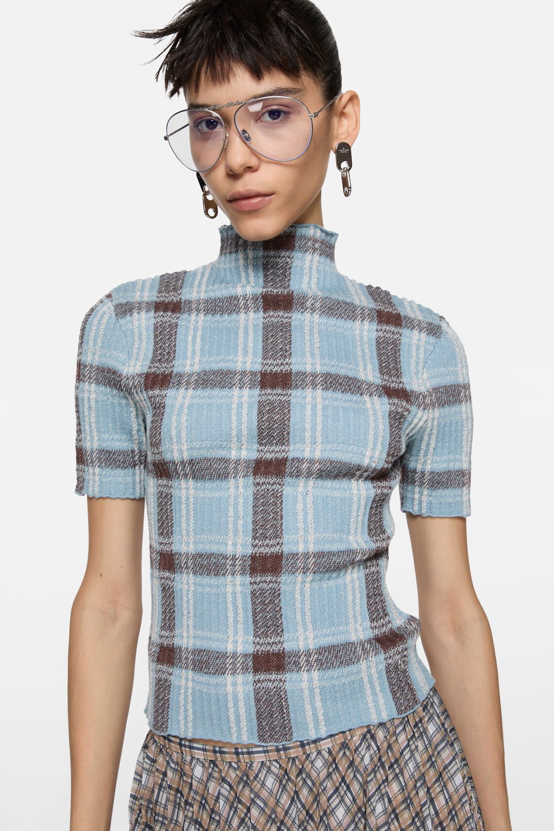 Wool turtleneck, Blue/brown, 2000x