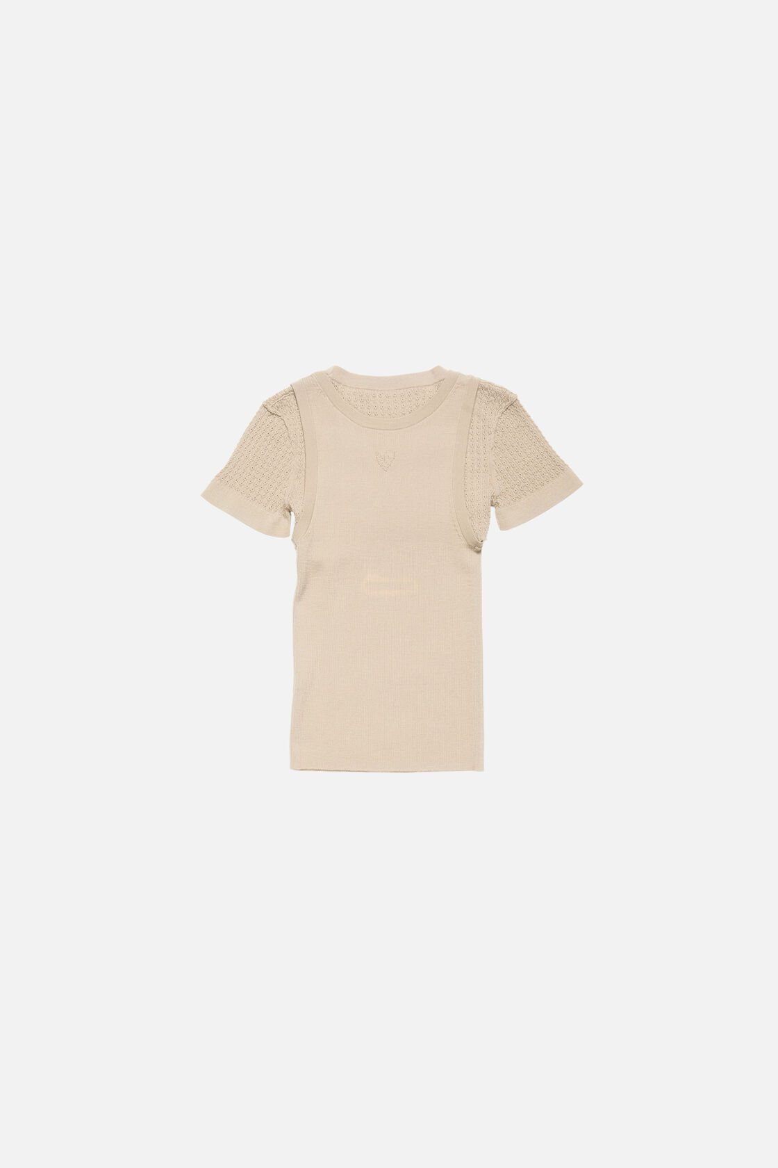 Layered knit top, Beige, 2000x