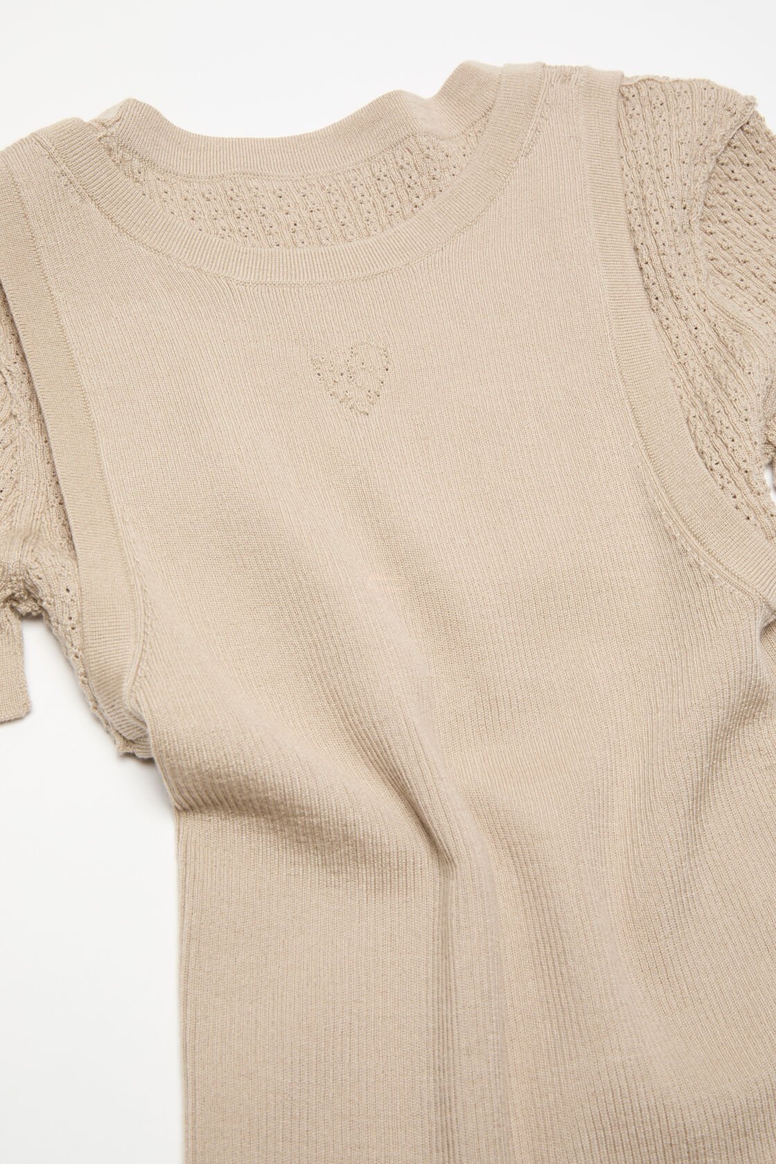 Layered knit top, Beige, 2000x