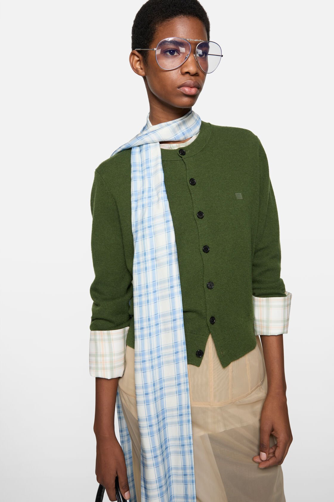 Fitted cardigan - yak wool, Bottle green, 2000x