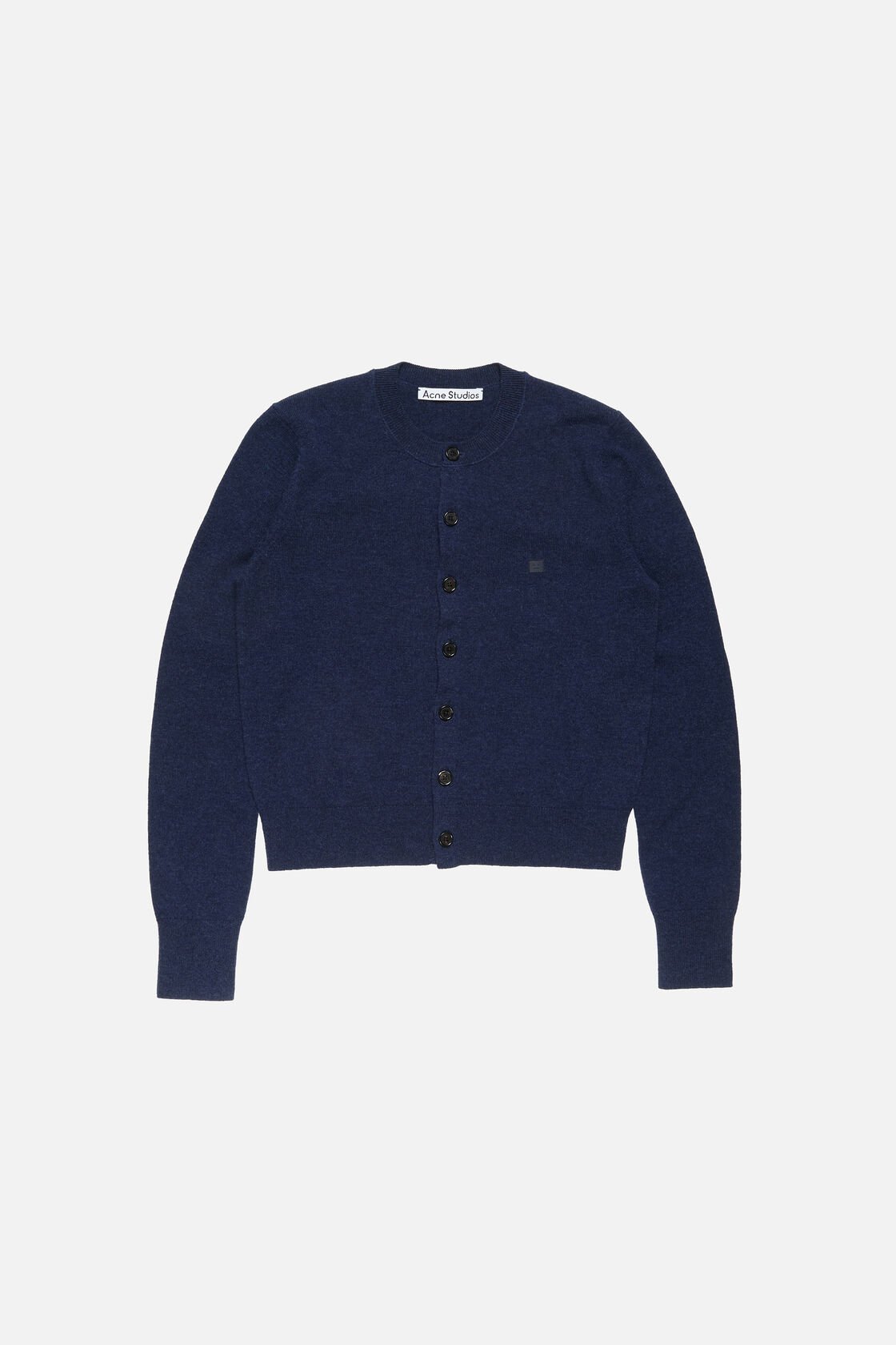Fitted cardigan - yak wool, Navy melange, 2000x