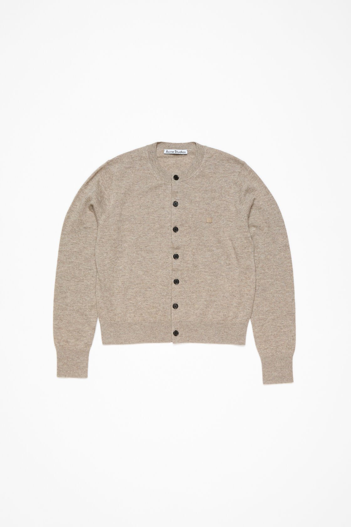 Fitted cardigan - yak wool, Greige melange, 2000x