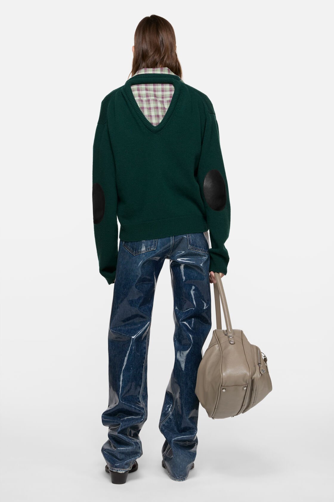 Wool sweater with cut-out, Dark green, 2000x