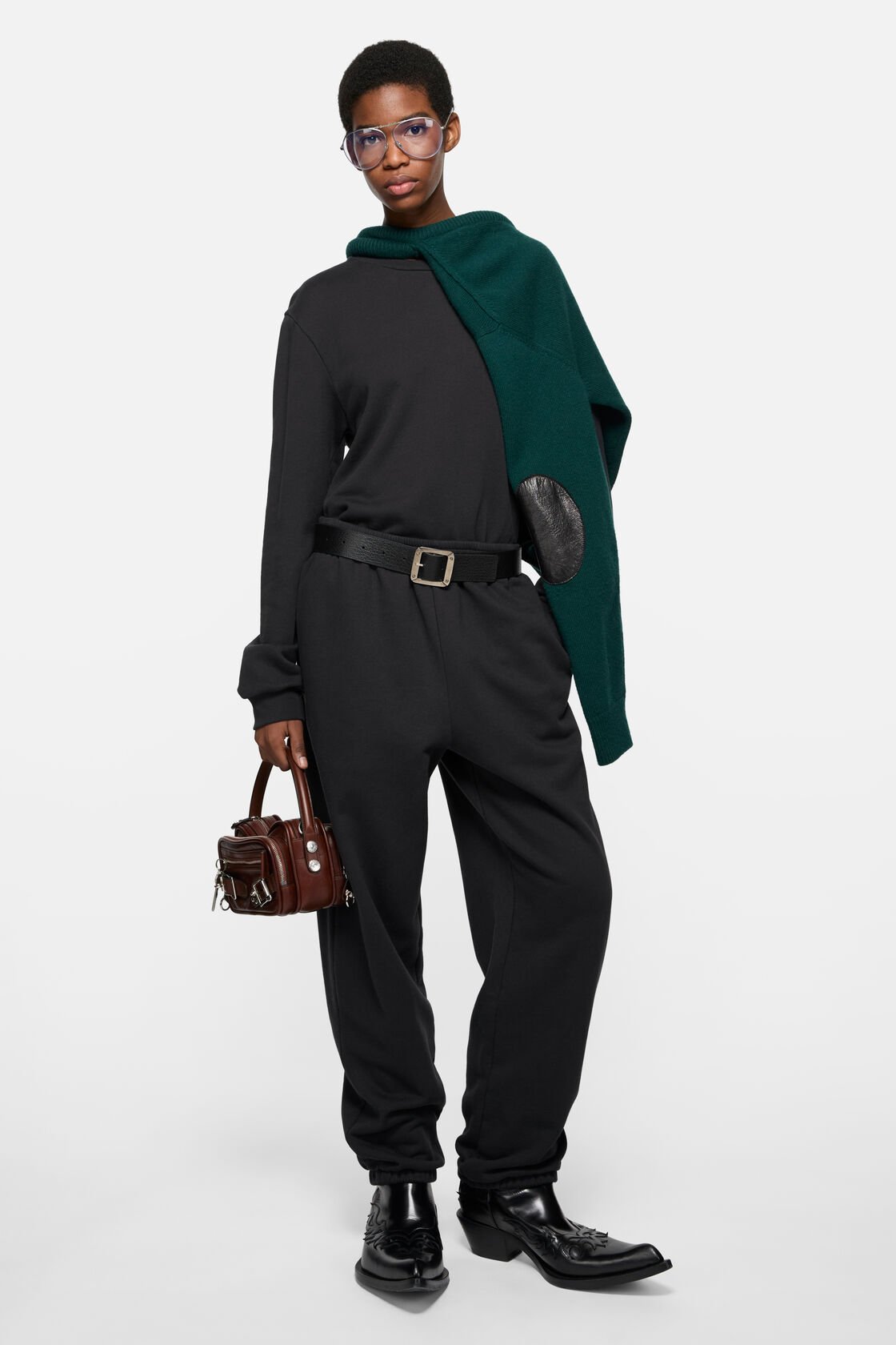 Wool sweater with cut-out, Dark green, 2000x