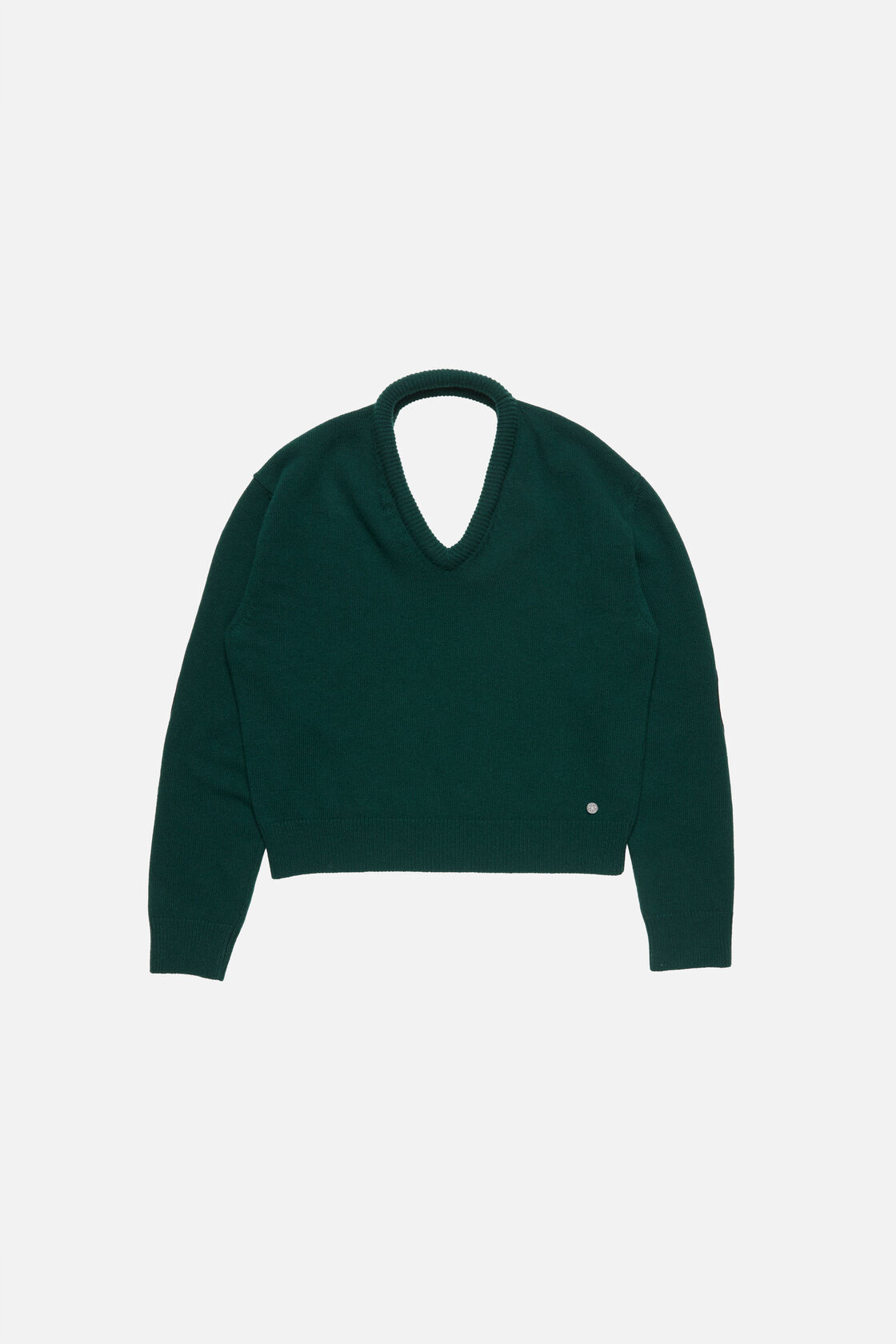 Wool sweater with cut-out, Dark green, 2000x