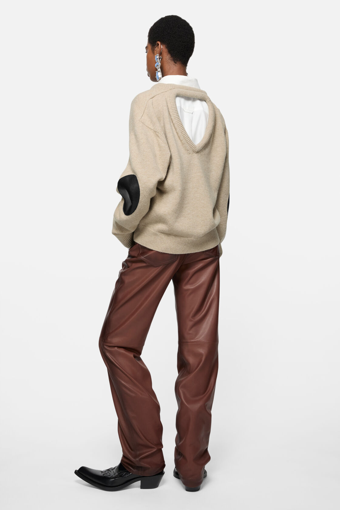 Wool sweater with cut-out, Beige, 2000x
