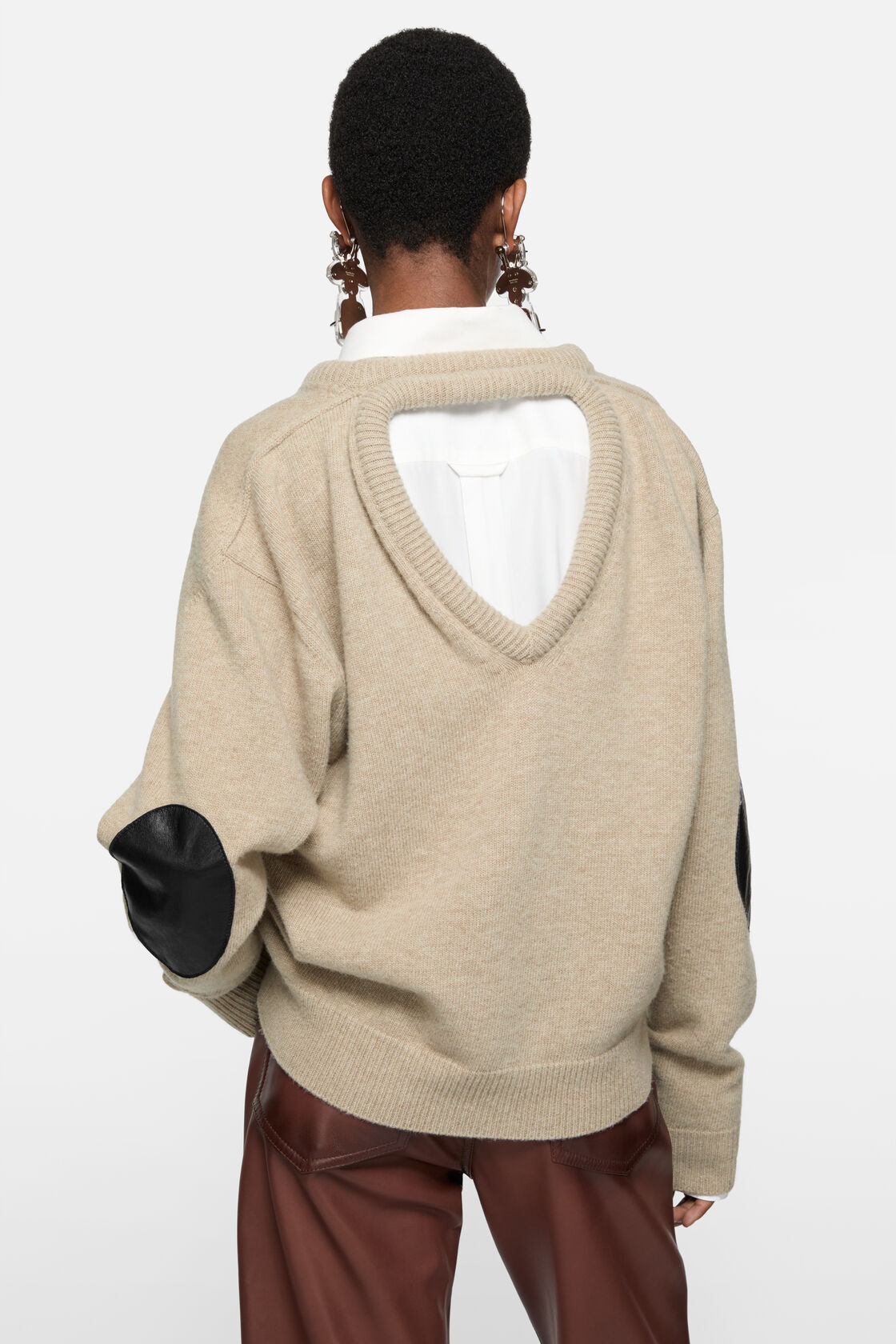 Wool sweater with cut-out, Beige, 2000x