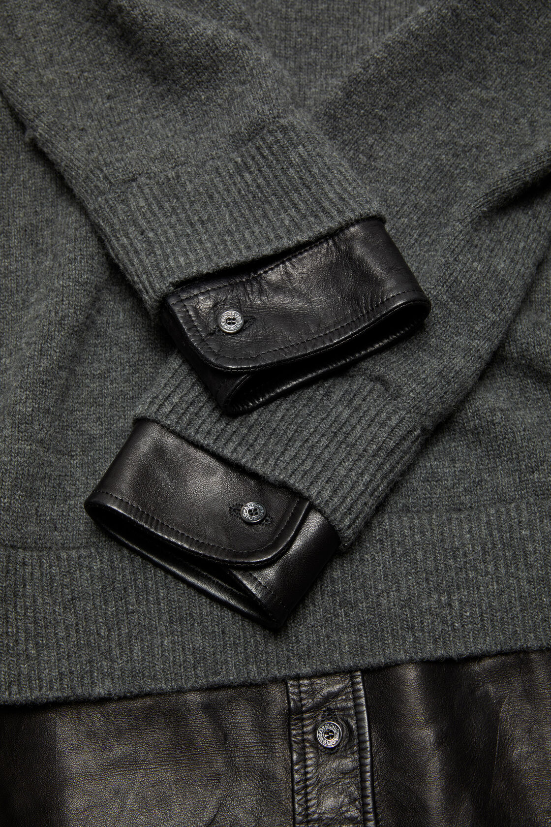 Layered wool and leather sweater, Grey, 2000x