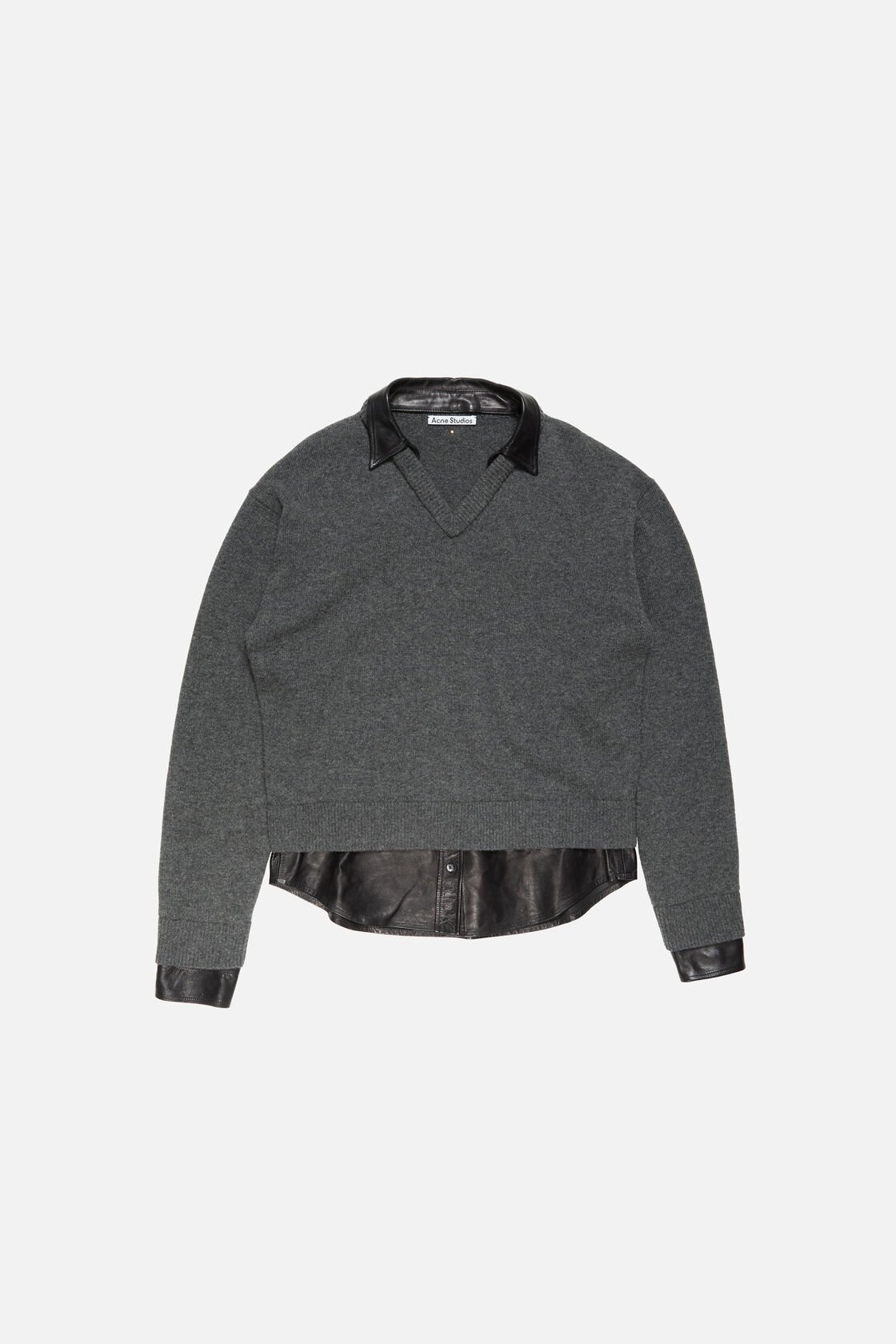 Layered wool and leather sweater, Grey, 2000x