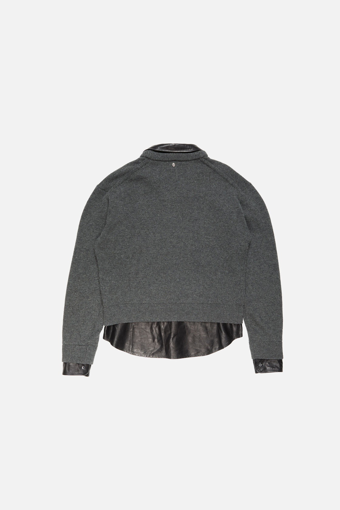 Layered wool and leather sweater, Grey, 2000x