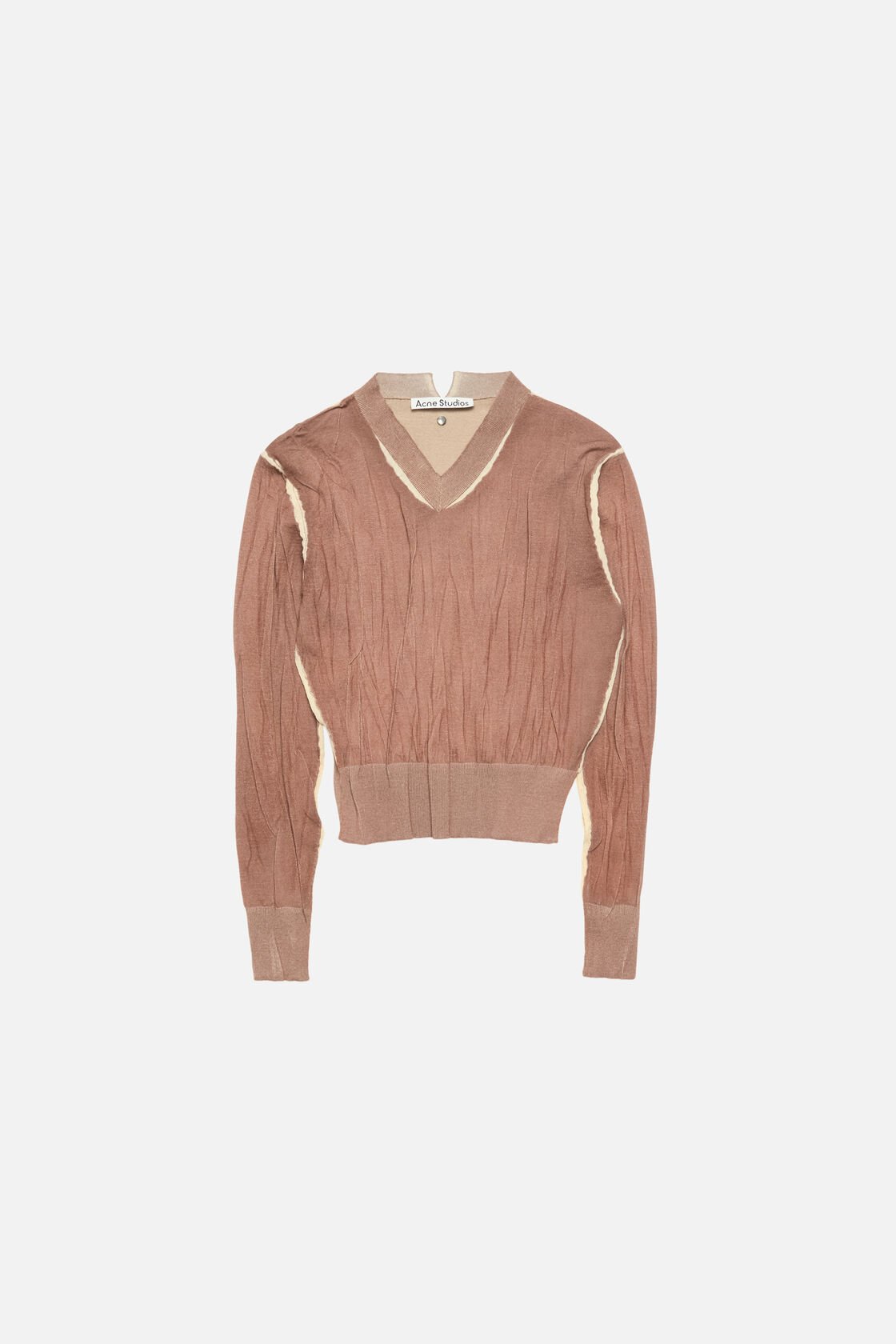 Wrinkled v-neck sweater, Old pink, 2000x