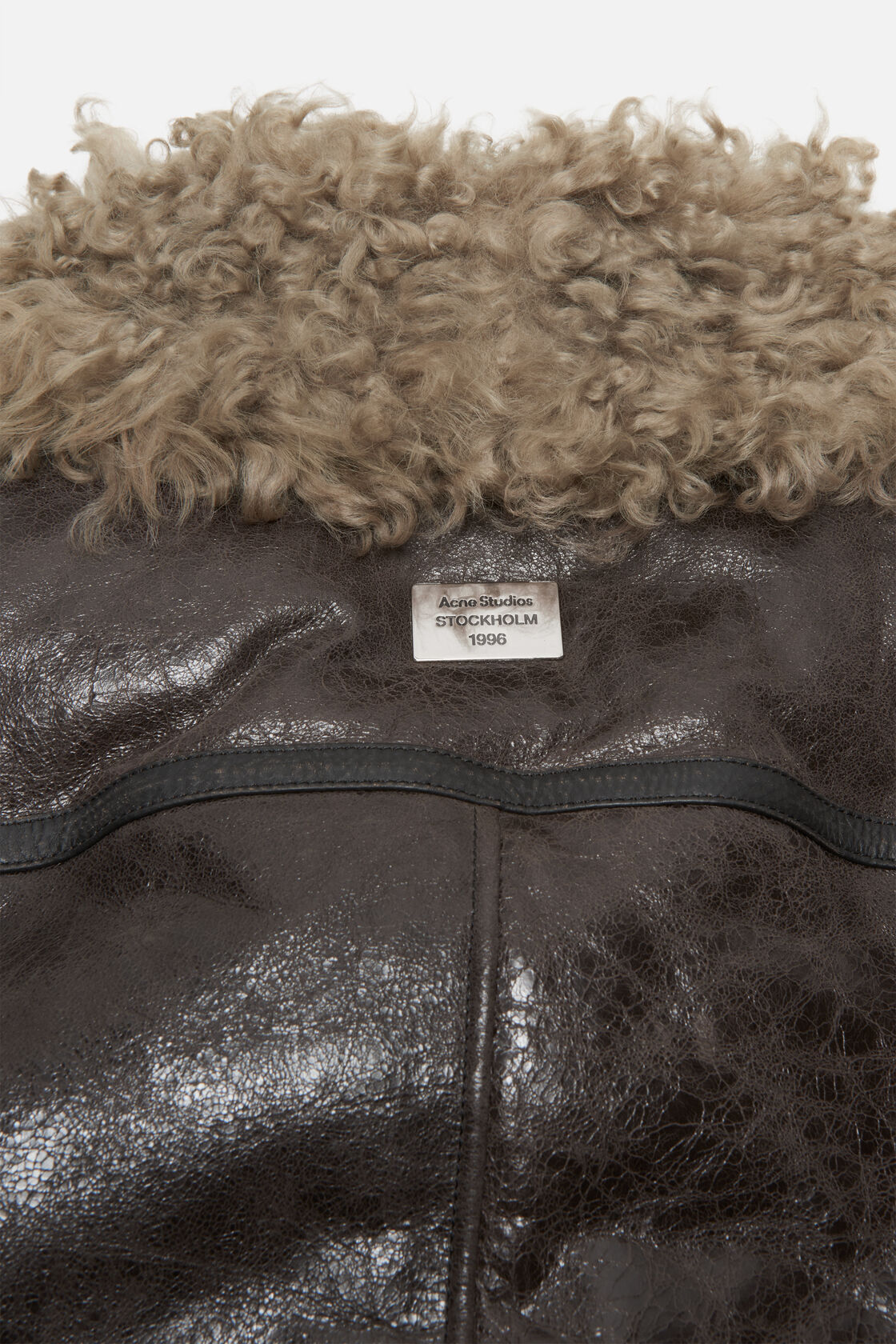 Leather shearling jacket, Dark grey, 2000x
