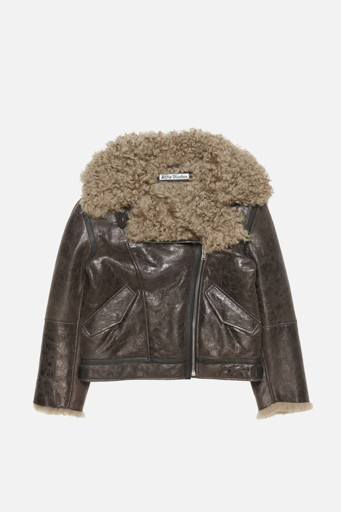 Leather shearling jacket, Dark grey, 2000x