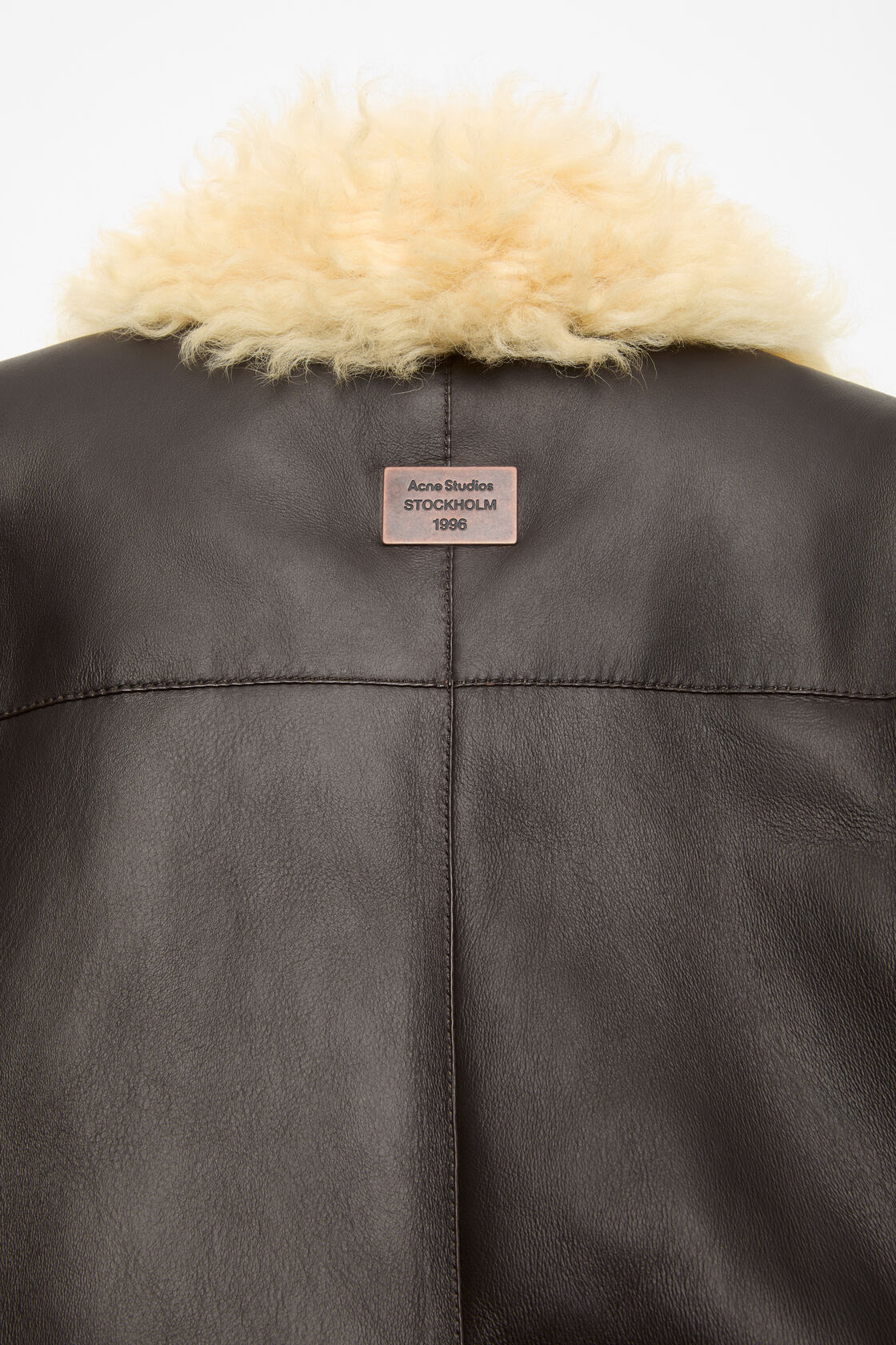 Shearling shirt jacket, Coffee brown/pale yellow, 2000x
