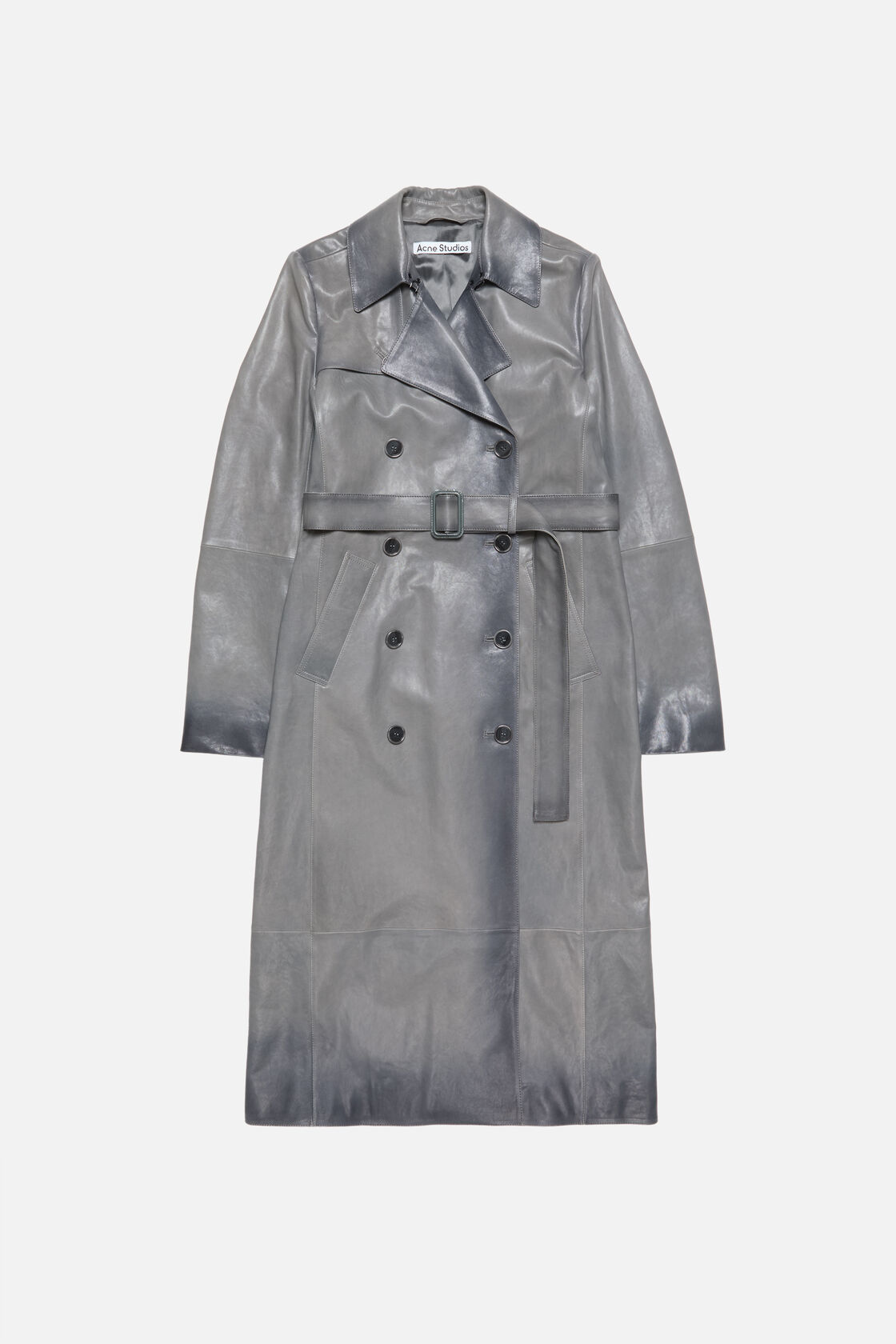 Ombr&eacute; leather trenchcoat, Anthracite grey, 2000x