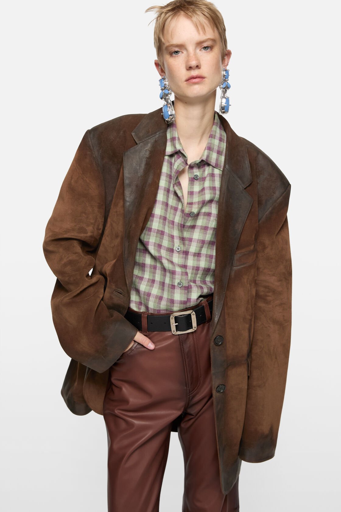 Suede suit jacket, Cognac brown, 2000x