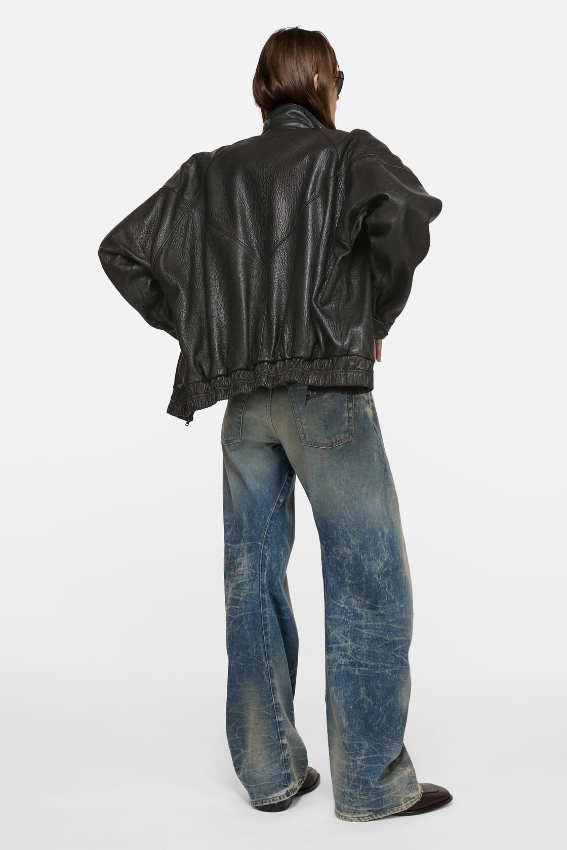 Leather logo blouson, Black, 2000x