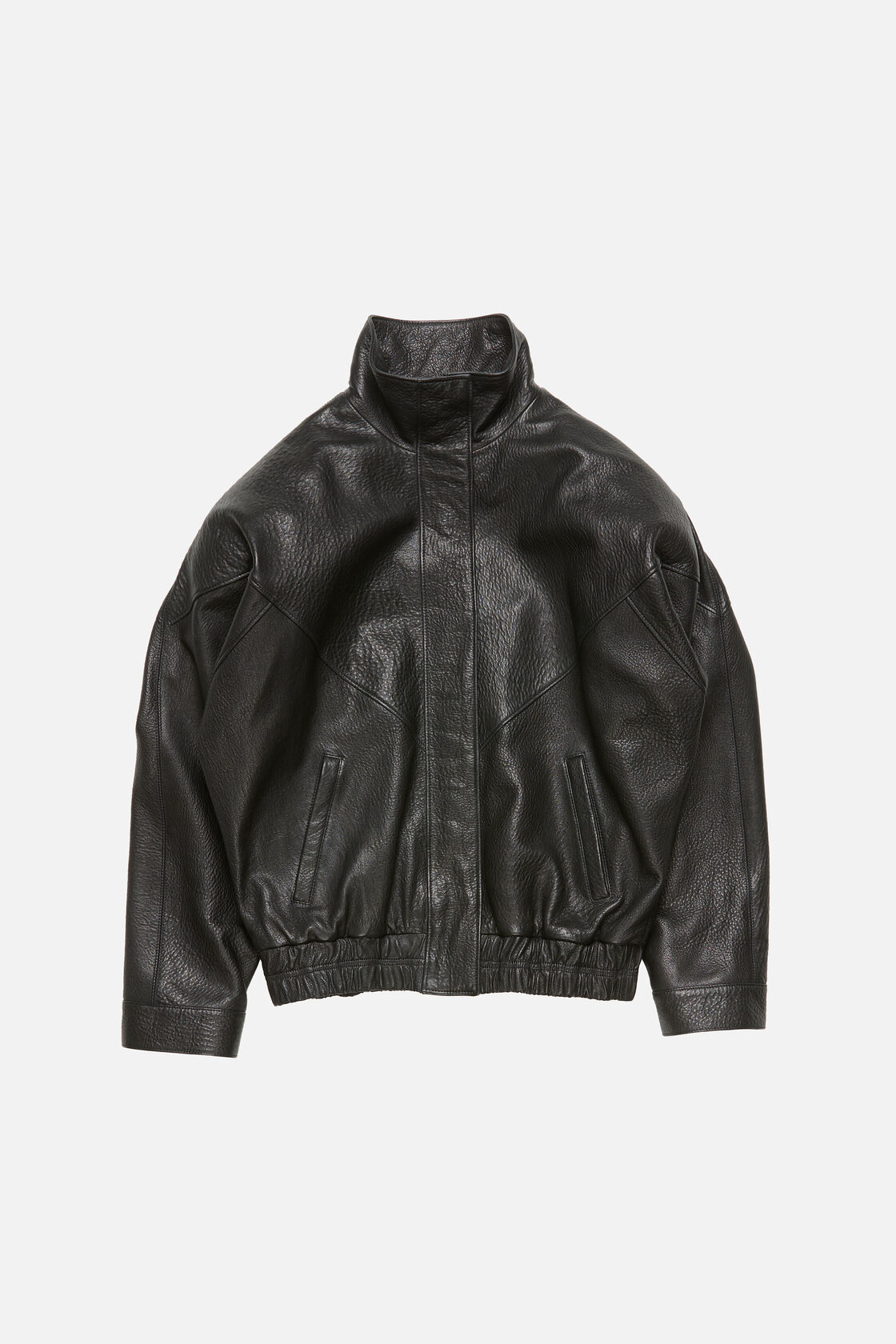 Leather logo blouson, Black, 2000x
