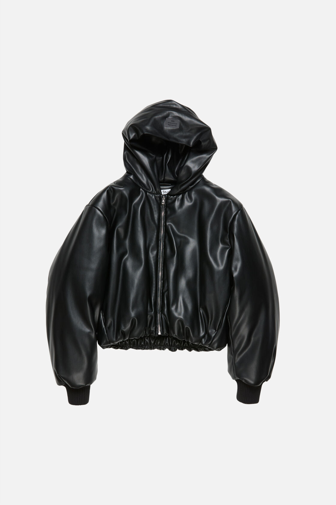 Faux leather jacket with hood, Black, 2000x