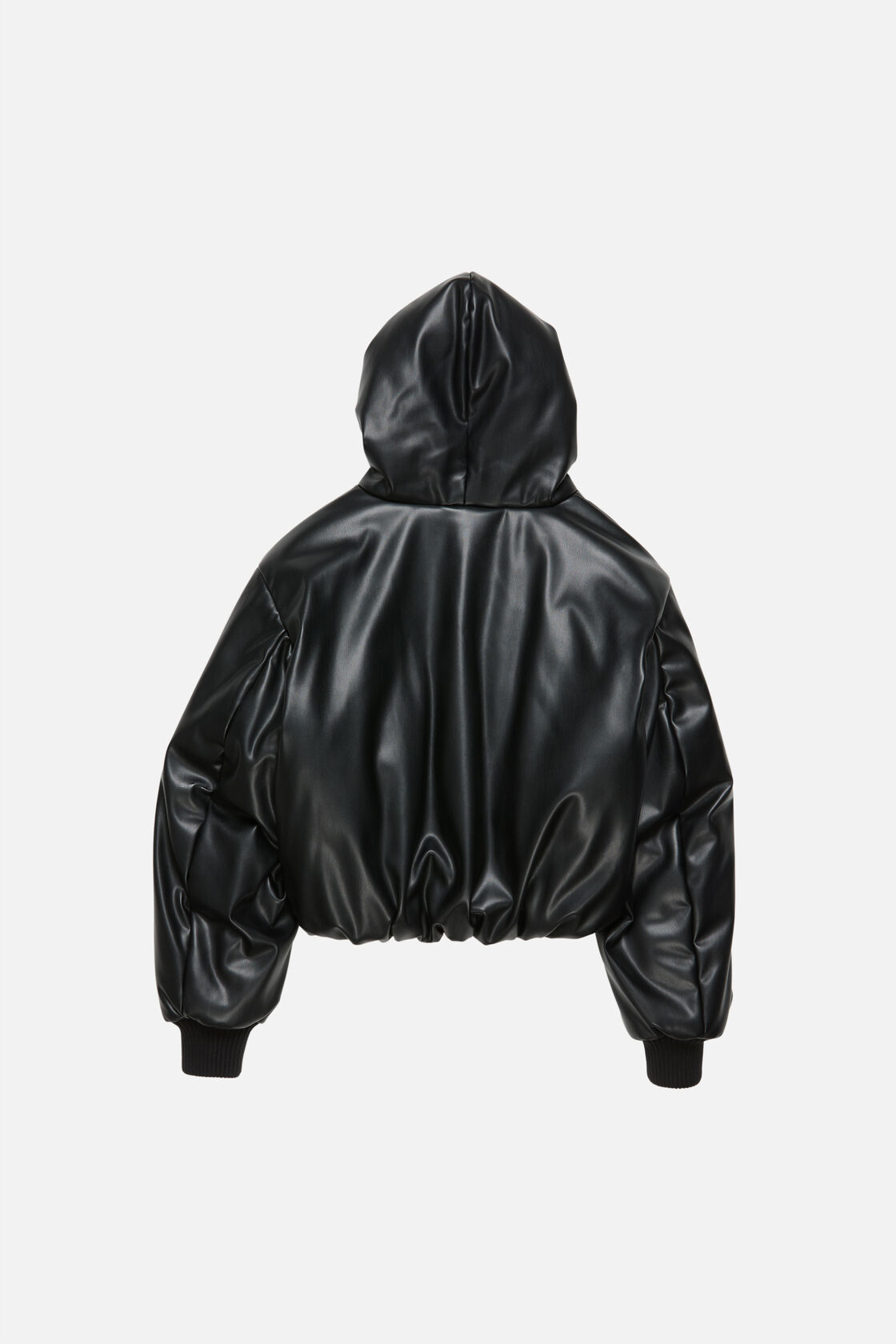 Faux leather jacket with hood, Black, 2000x