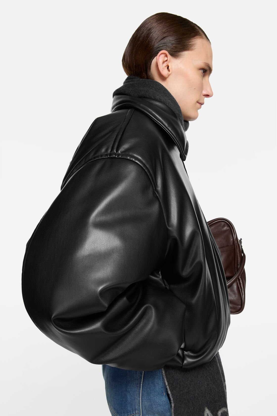 Faux leather bomber jacket, Black, 2000x