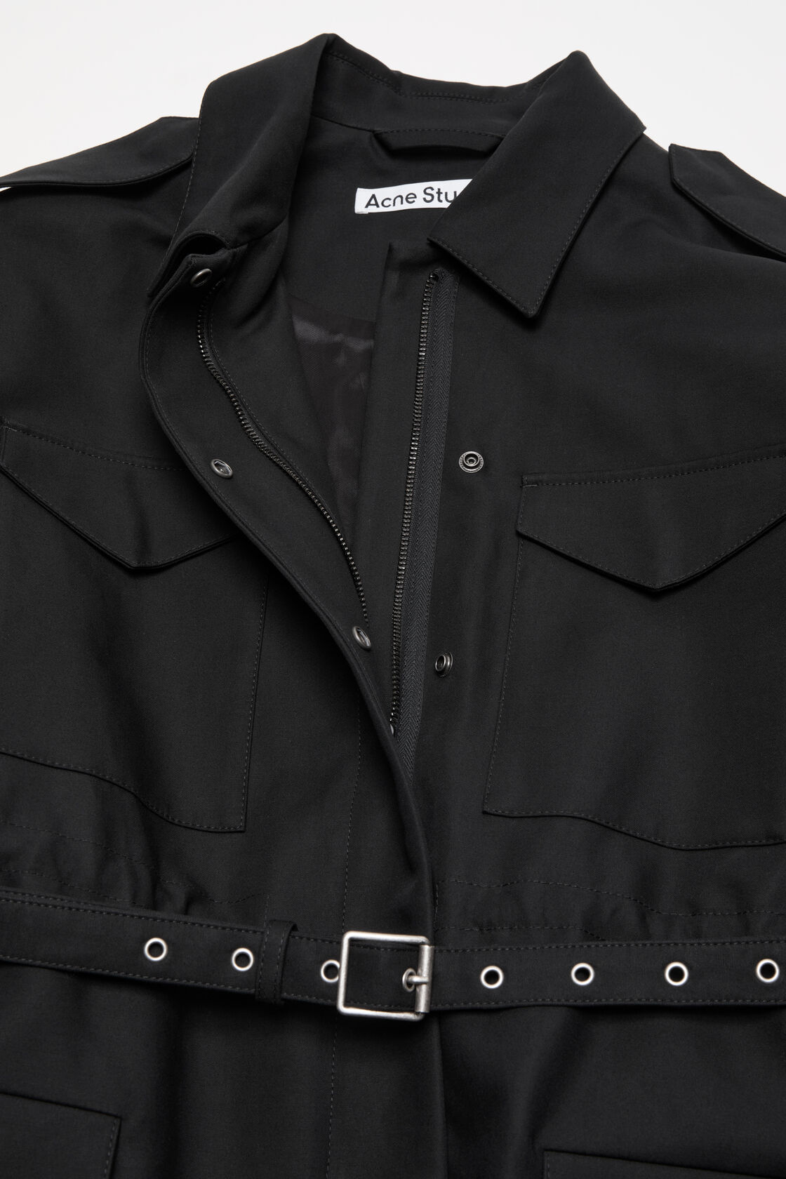 Satin blouson jacket, Black, 2000x