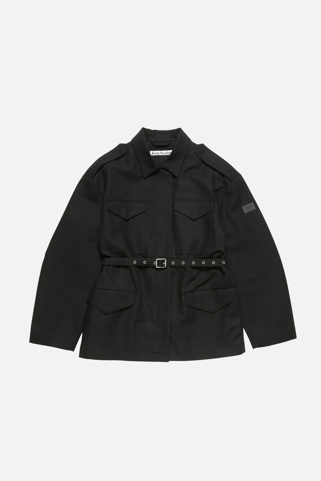 Satin blouson jacket, Black, 2000x