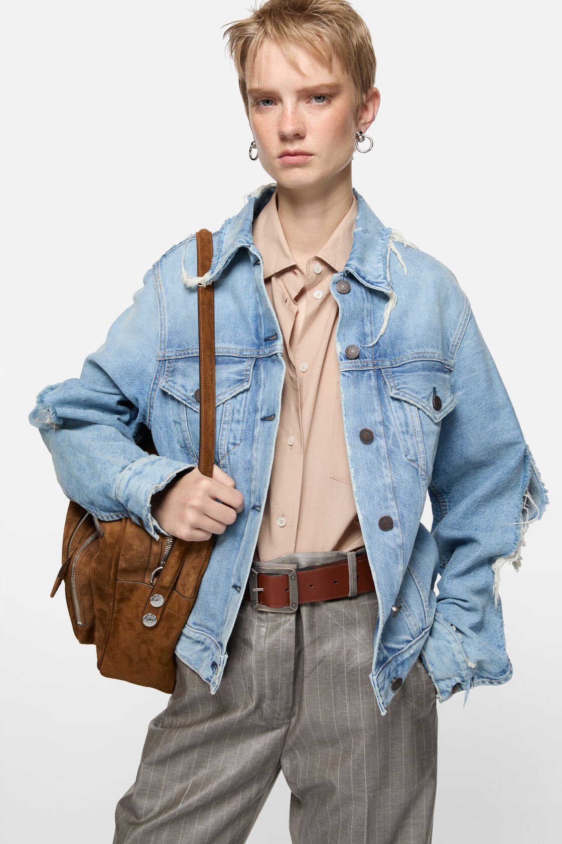 Distressed denim jacket, Light blue, 2000x