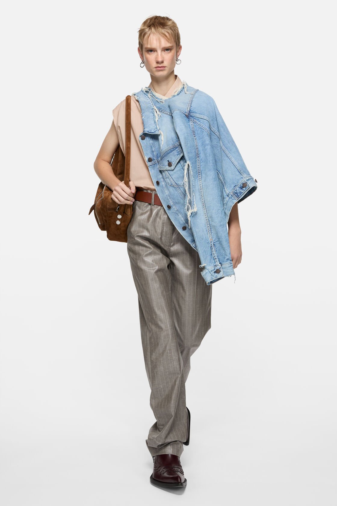 Distressed denim jacket, Light blue, 2000x