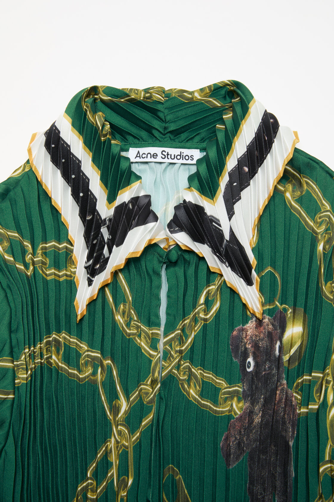 Pleated printed blouse, Green, 2000x