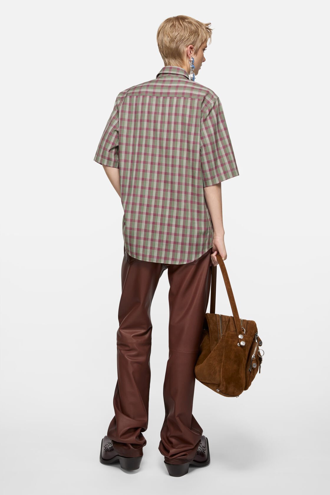 Check button-up shirt, Green/purple, 2000x