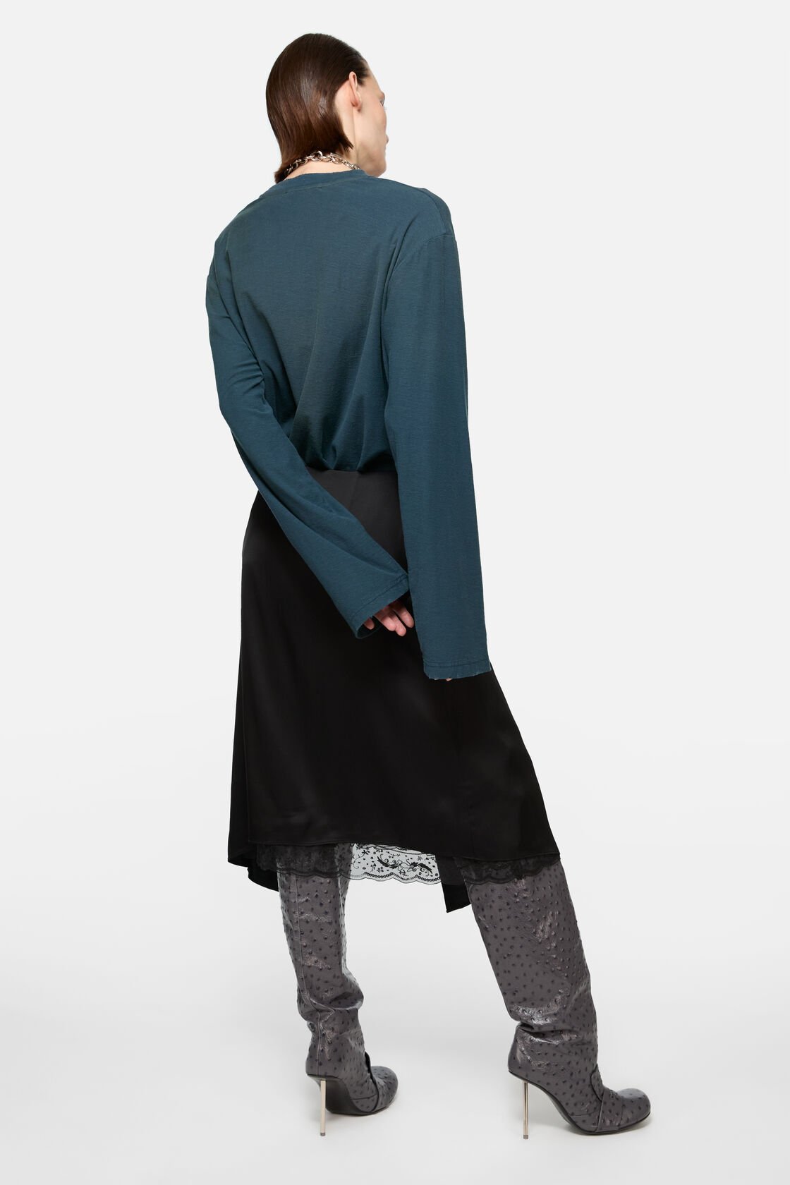 Layered Satin Skirt, Black, 2000x