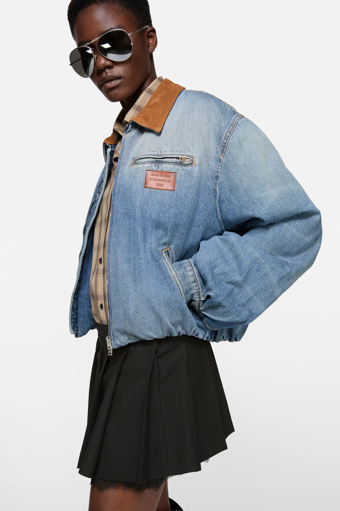 Mini pleated skirt, Black, 2000x