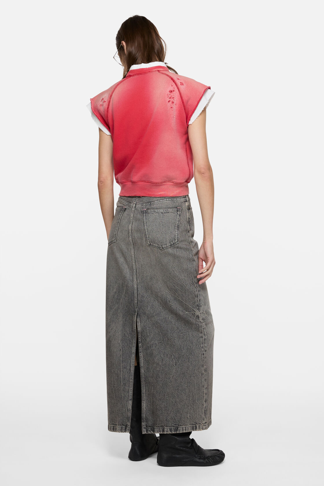 Long denim skirt, Washed Black, 2000x