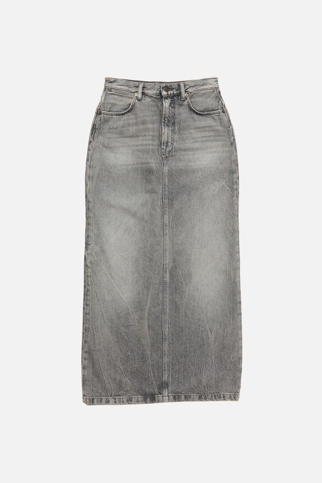 Long denim skirt, Washed Black, 2000x